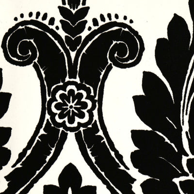 Heritage Damask Wallpaper - White and Black Velvet