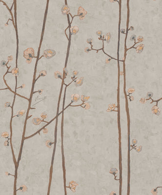 Flowering Plum Tree - Grey Wallpaper