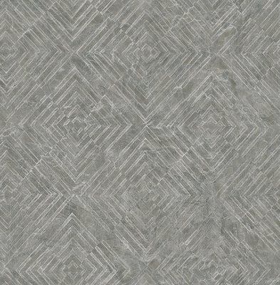 Labyrinth Pewter Geometric Wallpaper