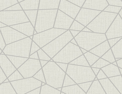 Heath Silver Geometric Linen Wallpaper