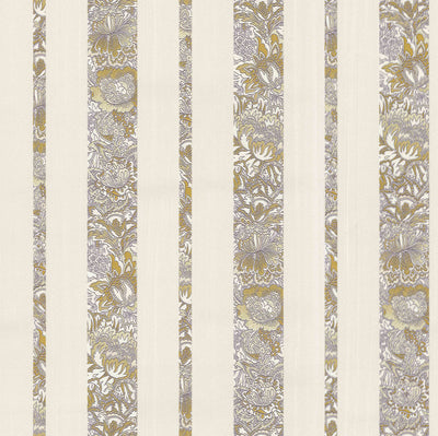 Certosa Lavender Floral Stripe Wallpaper
