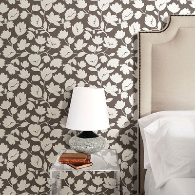 Astrid Chocolate Floral Wallpaper