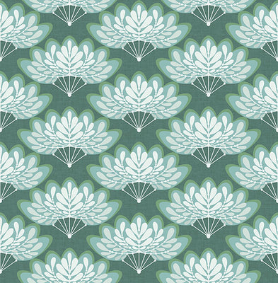Lotus Grey Floral Fans Wallpaper
