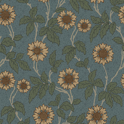 Leilani Blue Floral Wallpaper