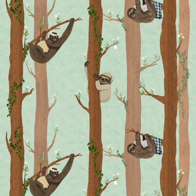Sleepy Sleepy Sloths Wallpaper - Spearmint