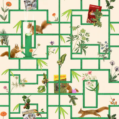 Squirrels, Nuts, and Zippers Wallpaper - Pistachio