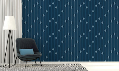 Diamond Stripes Wallpaper - Blue