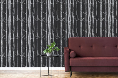 Aspen Tree Wallpaper - Charcoal