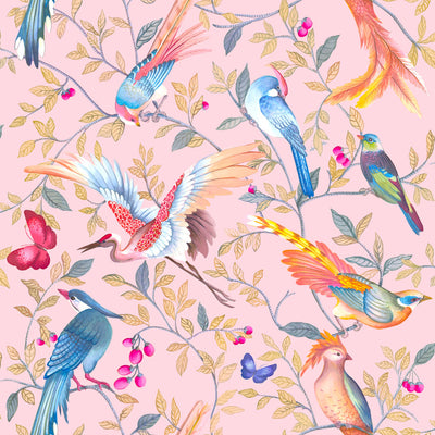 Aviary Wallpaper - Rose Quartz