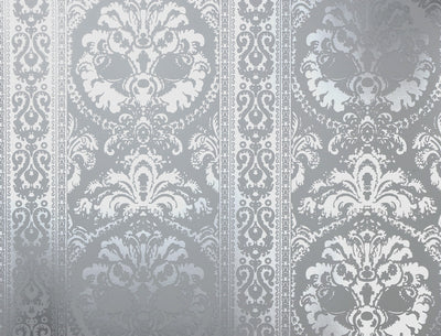 St. Moritz Wallpaper - White & Silver