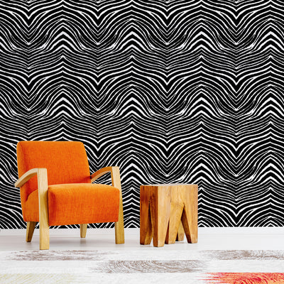 Sweet Zebra Wallpaper - Black + White