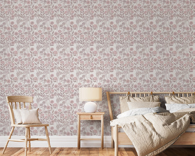 Morning Seedheads Wallpaper - Blush