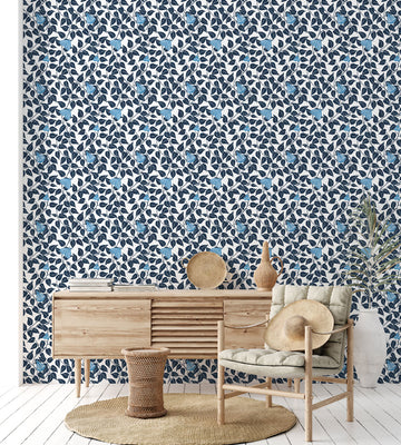 Summer Moth Wallpaper - Indigo