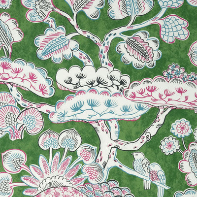 Tree House Wallpaper - Pink and Green