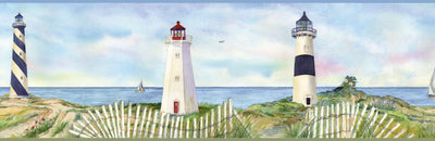 Eugene Light Blue Coastal Lighthouse Portrait Border