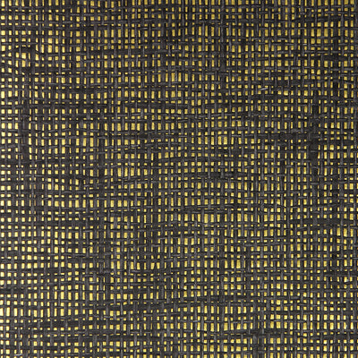 Paper Weave Wallpaper - Black and Grey on Gold