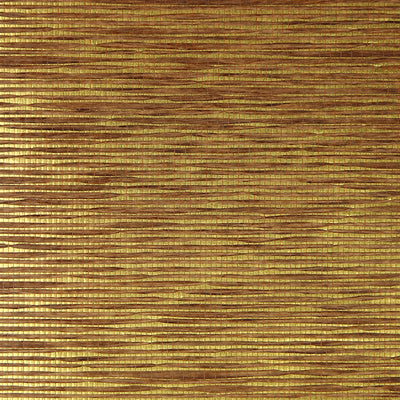 Paper Weave Wallpaper - Brown Striped on Gold