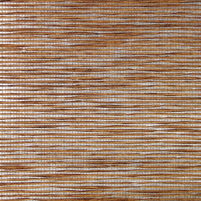 Paper Weave Wallpaper - Brown Striped on Silver
