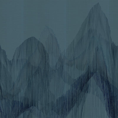 Sediment Mural - Blue Mountain on Grasscloth
