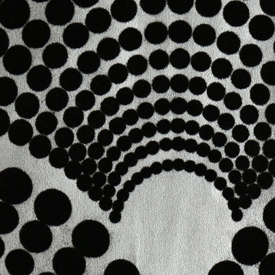Scalloped Dots Wallpaper - Pewter and Black Velvet