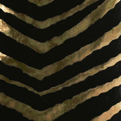 Zebra Stripes Wallpaper - Gold Mylar and Black Velvet