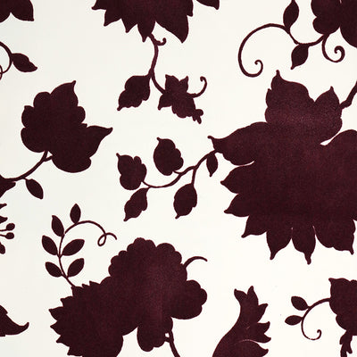 Floral Toile Wallpaper - White and Purple Velvet