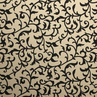 Climbing Vine Grasscloth Wallpaper - Black