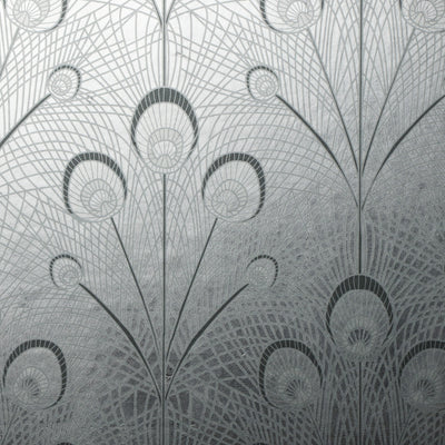 Peacock Feathers Silver Leaf Wallpaper