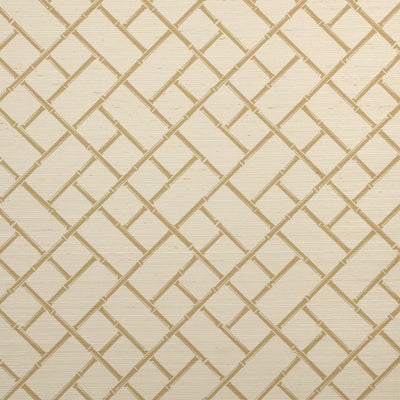 Bamboo Lattice Grasscloth Wallpaper - Beige