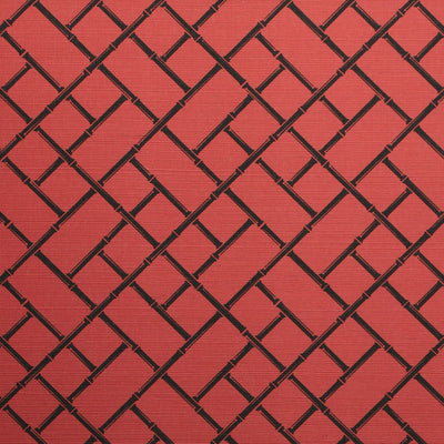 Bamboo Lattice Grasscloth Wallpaper - Red