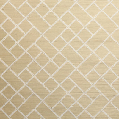 Bamboo Lattice Grasscloth Wallpaper - White