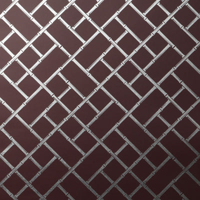 Bamboo Lattice on Silver Leaf Wallpaper - Brown Silver
