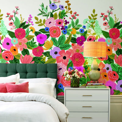 Garden Party Wallpaper Mural - Cream/Bright Pink