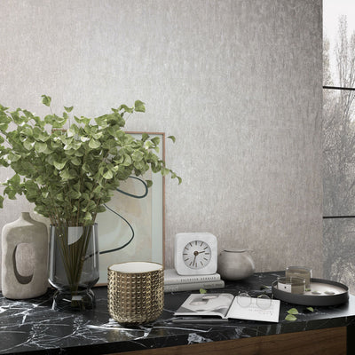 Nordic Linen Texture - Mist Grey Wallpaper
