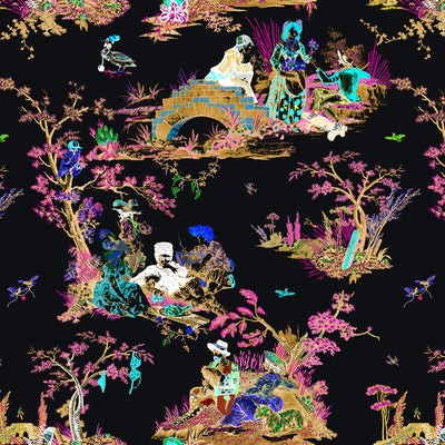 Flowerboy Toile Wallpaper - Night Shade