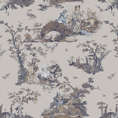 Flowerboy Toile Wallpaper - Gray Matter