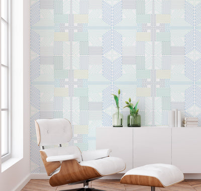 Railway Wallpaper - Blue