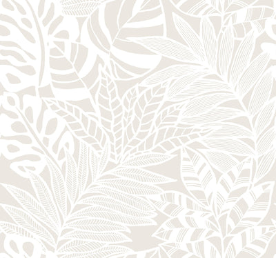 Jungle Leaves Wallpaper - White