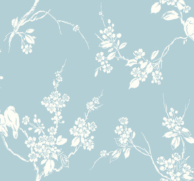Imperial Blossoms Branch Wallpaper - Blue
