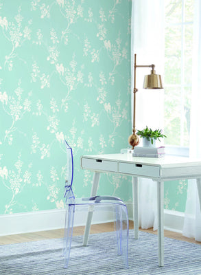 Imperial Blossoms Branch Wallpaper - Blue