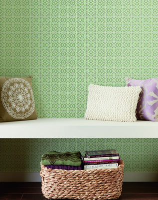 Pergola Lattice Wallpaper - Green