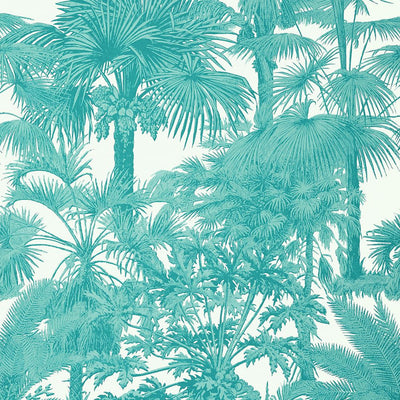 Palm Botanical Wallpaper - Turquoise