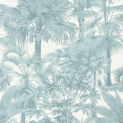 Palm Botanical Wallpaper - Spa Blue
