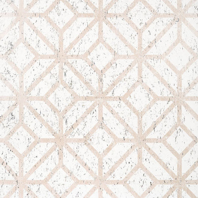 Mamora Trellis Cork Wallpaper - White on Metallic Blush