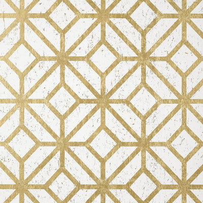 Mamora Trellis Cork Wallpaper - White on Metallic Gold