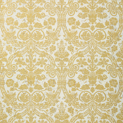 Curtis Damask Wallpaper - Metallic Gold on White