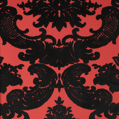 Madison Damask Flocked Wallpaper - Red and Black
