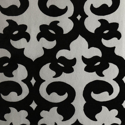 Grille Flocked Wallpaper - Silver and Black