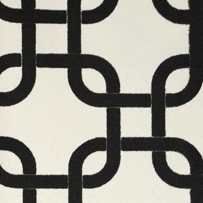 Linked Chains Flocked Wallpaper - Black and White