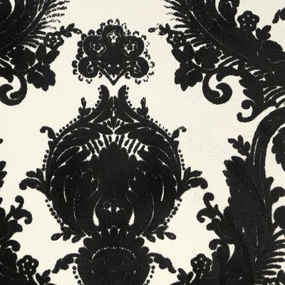 Heirloom Damask Flocked Wallpaper - Black and White